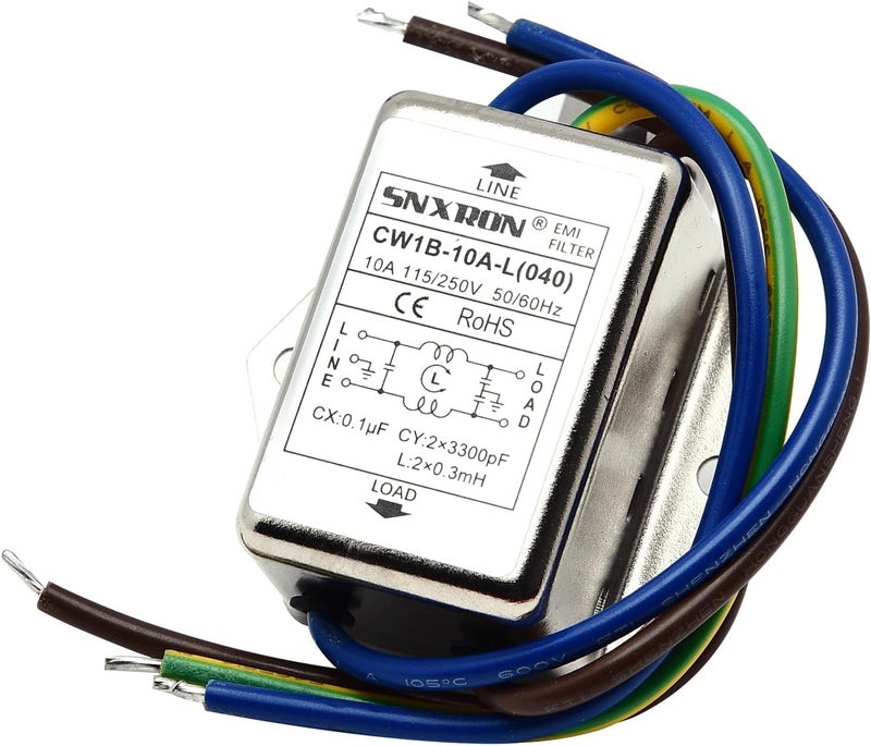Surf turtle EMI Filter,115/250VAC 10A Noise Suppressor Power Filter With Wire - Image 1
